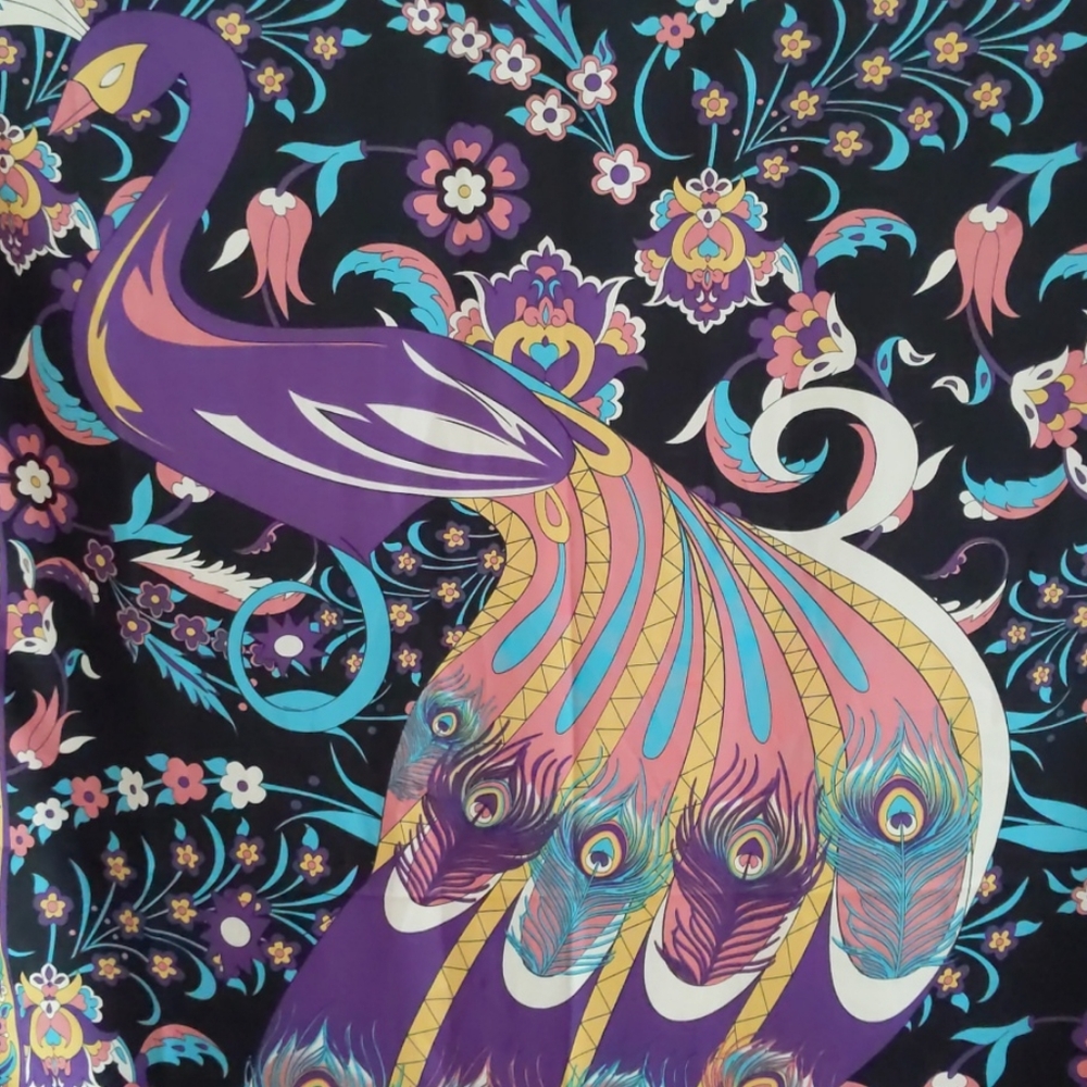 Turkish silk scarf with peacock pattern
